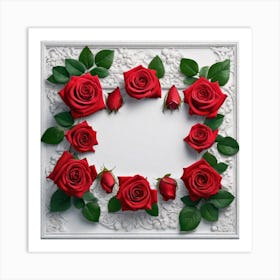 Frame With Red Roses 3 Art Print