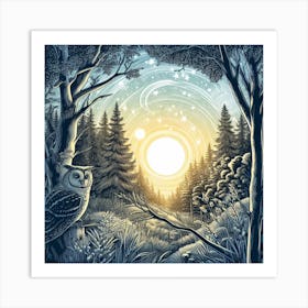 Owl In The Forest 10 Art Print