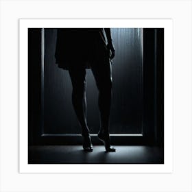 Silhouette Of A Woman In The Dark Art Print