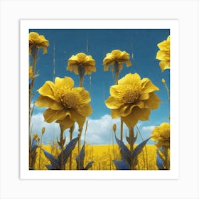 Yellow Flowers In A Field 44 Art Print