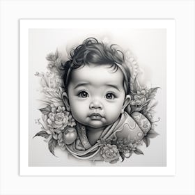 Asian Baby drawing Art Print