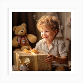 Little Boy With A Gift Art Print