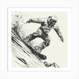 Snowboarder In Black And White 1 Art Print