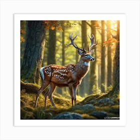 Deer In The Forest 156 Art Print