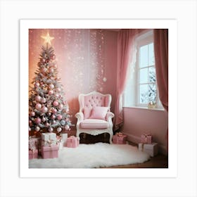 Pink Christmas Tree 1 Art Print