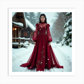 Woman In A Red Dress 2 Art Print