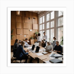 Group Of People Working In An Office Art Print