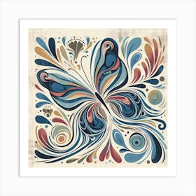 Colourful Block Print Butterfly Abstract VII Art Print