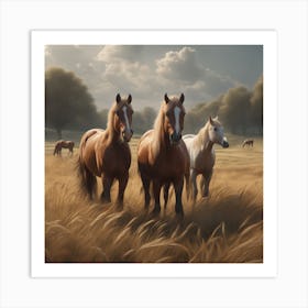 Horses In A Field 33 Art Print