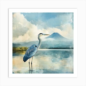 Creatai 24830 Vintage Illustration Of Blue Heron Bird Standin 9557a4d6 5a17 4686 A7a3 6437609cd5c8 3 Art Print