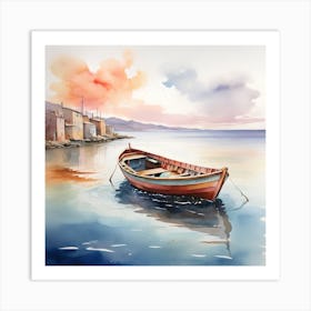 Watercolor Boat Painting Art Print