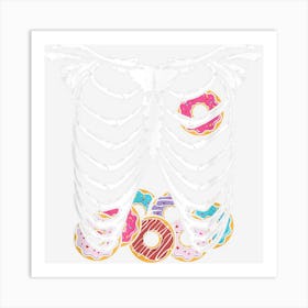 Skeleton Ribs With Donuts Funny Halloween Mens Kids Art Print