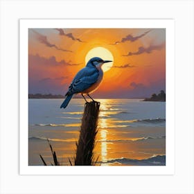 Bird And The Setting Sun Art Print Art Print