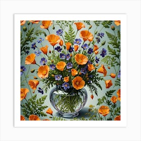 Poppies In a vase Art Print