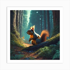 Squirrel In The Forest 303 Art Print