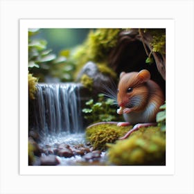 Miniature Mouse In Mossy Forest Art Print