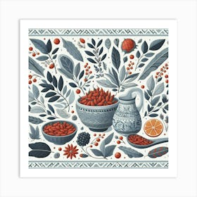 Scandinavian Art, Goji berries 1 Art Print