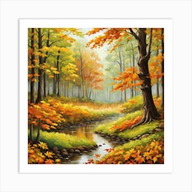 Forest In Autumn In Minimalist Style Square Composition 2 Art Print