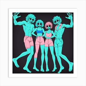 Group Of People In Swimsuits Art Print