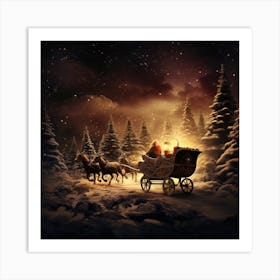 Santa Claus In A Carriage Art Print