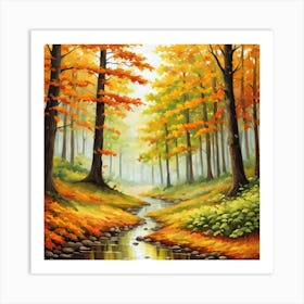 Forest In Autumn In Minimalist Style Square Composition 242 Art Print