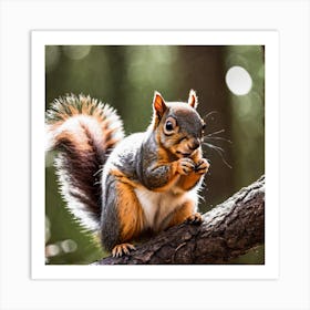 Squirrel Eating Nuts Art Print