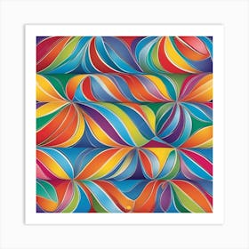 Multicolored Horizontal Curves and Lines Art Print