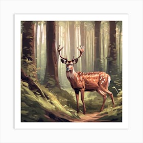 Deer In The Forest 28 Art Print