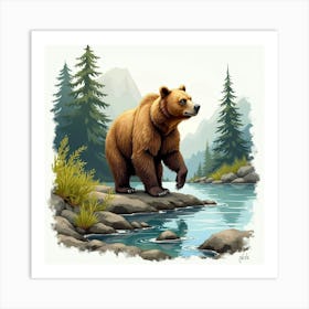 Brown Bear In The Forest 1 Art Print