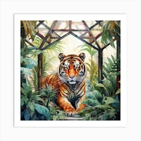 Tiger Under A Pagoda Art Print