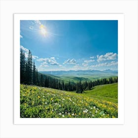 A Panoramic Scene Capturing The Essence Of A Clear Spring Day In Nature Soft Sunlight Filtering Thr (5) Art Print