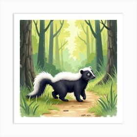 Skunk In The Forest Art Print