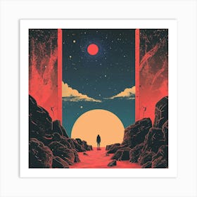 Man Walking Through A Desert 1 Art Print