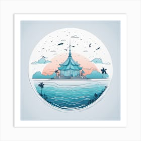 Pagoda In The Sea Art Print