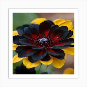 Black And Yellow Daisy Art Print