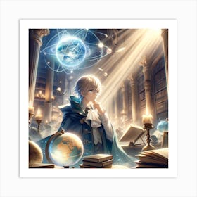 Boy In A Library Art Print