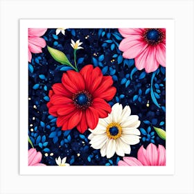 Seamless Pattern With Flowers 2 Art Print