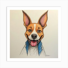 Cartoon Dog Portrait Art Print