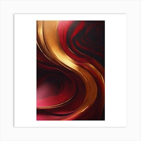 Abstract Red Gold Painting Art Print