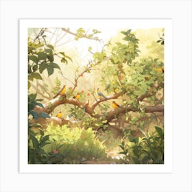 Birds In The Forest Art Print