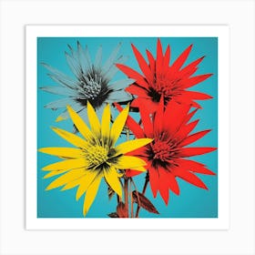 Andy Warhol Style Pop Art Flowers Edelweiss 4 Square Art Print