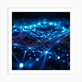 An Abstract Intricate Network Design Glowing With Intense Blue Astounding Waves Coursing Through C (1) Art Print