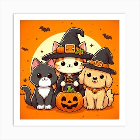 Cute Halloween Cats And Kittens Art Print