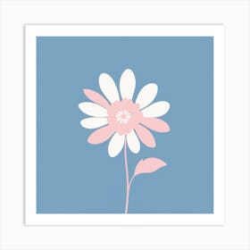 A White And Pink Flower In Minimalist Style Square Composition 258 Art Print