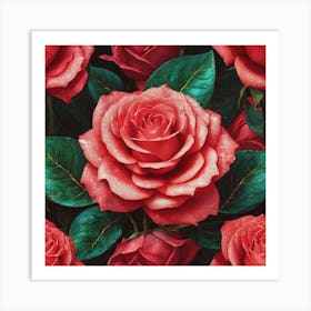 Red Roses Wallpaper Art Print