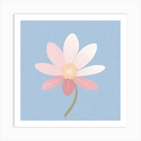 A White And Pink Flower In Minimalist Style Square Composition 403 Art Print