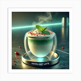 A Futuristic Drink Called Gochu Mint Latte, Elegan Art Print