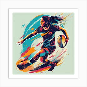 Rugby Player Kicking The Ball 1 Art Print