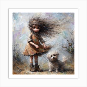 Girl With A Dog 1 Art Print