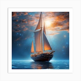 Sailboat In The Ocean Art Print